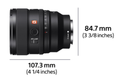 Objektiv sett från höger med en bredd på 107,3 mm (4,25 tum) och en höjd på 84,7 mm (3,375 tum)